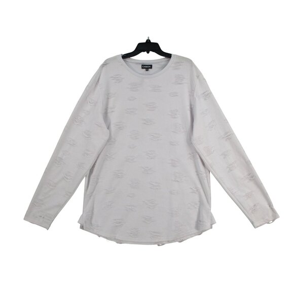 Carbon White Distressed Long-Sleeve Shirt Size - XXL - Picture 1 of 9